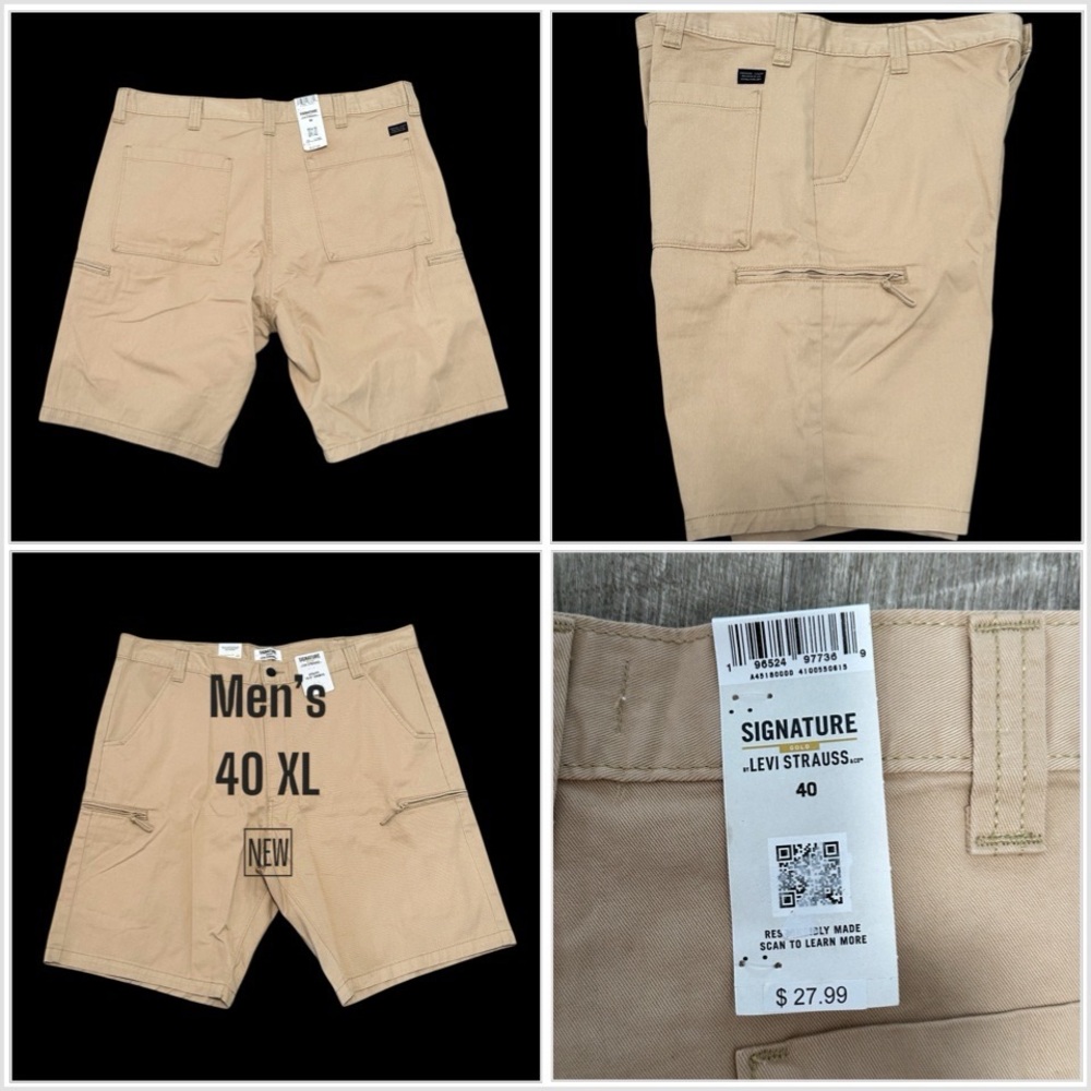 Men's Levi's Levi Strauss 40 XL Chino Khakis Cargo Utility Shorts Khaki NWT